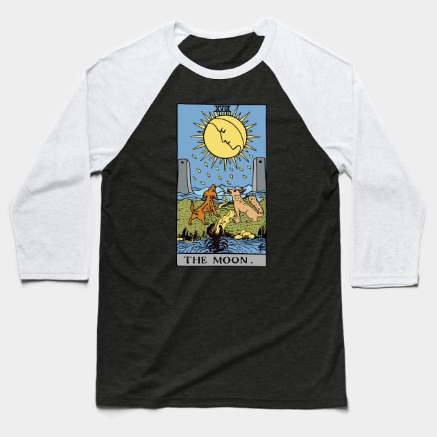 The Moon Tarot Card Rider Waite Baseball T-Shirt by Sunburst